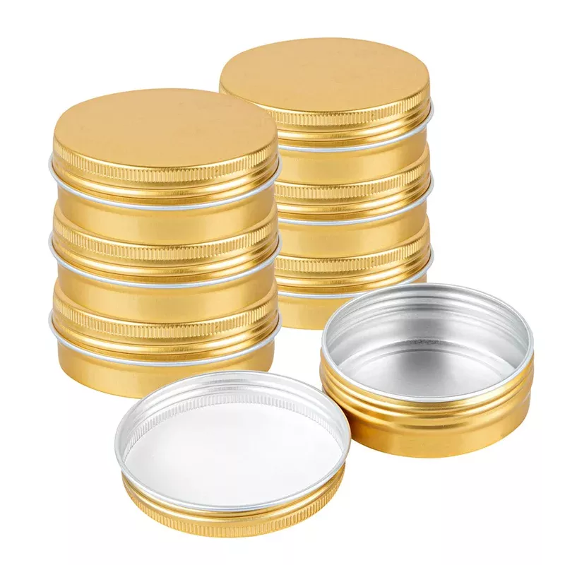 Chef 101 2 oz Round Gold Tin Container – with Screw Lid – 10 count box