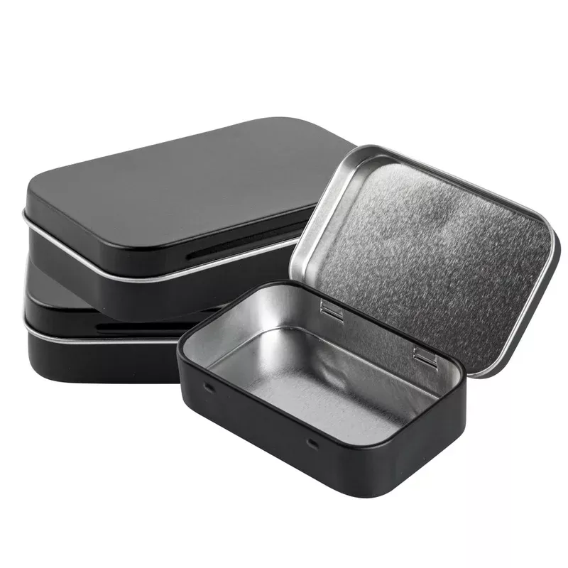 chef-101-4-oz-rectangle-black-tin-container-with-hinged-lid-10-count-box Chef 101 4 oz Rectangle Black Tin Container – with Hinged Lid – 10 count box