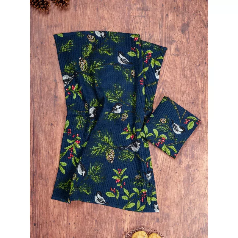 chickadee-tea-towel-navy Chickadee Tea Towel-Navy