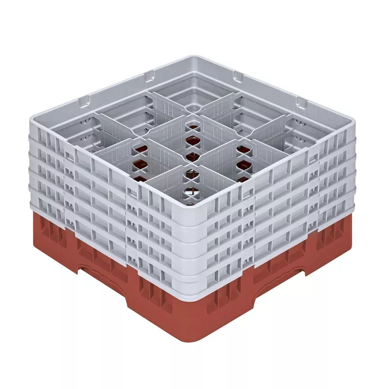 clean-tek-professional-red-glass-rack-9-compartments-1-full-drop-4-half-drop-ext Clean Tek Professional Red Glass Rack – 9 Compartments 1 Full Drop and 4 Half Drop Extenders – 19 3/4″ x 19 3/4″ x 12 1/4″ – 1 count box