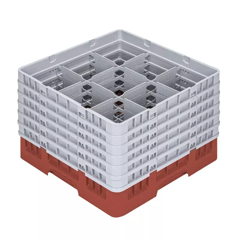 clean-tek-professional-red-glass-rack-9-compartments-1-full-drop-5-half-drop-ext Clean Tek Professional Red Glass Rack – 9 Compartments 1 Full Drop and 5 Half Drop Extenders – 19 3/4″ x 19 3/4″ x 13 3/4″ – 1 count box