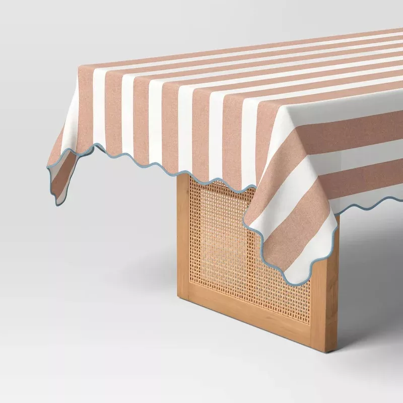 coastal-striped-tablecloth-peach-threshold Coastal Striped Tablecloth Peach – Threshold