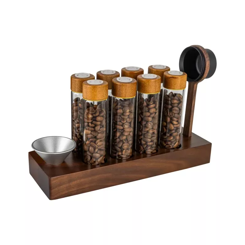 Coffee Bean Storage Set with Walnut Wood Stand