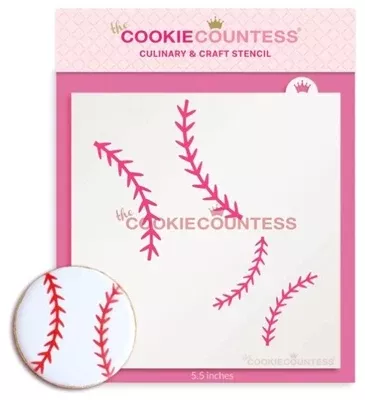 cookie-countess-baseball-stitches-2-sizes-stencil Cookie Countess Baseball Stitches 2 Sizes Stencil