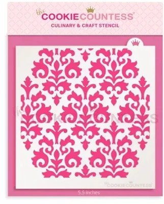 cookie-countess-damask-stencil Cookie Countess Damask Stencil