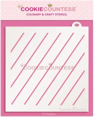 cookie-countess-diagonal-thin-stripe-design-stencil Cookie Countess Diagonal Thin Stripe Design Stencil