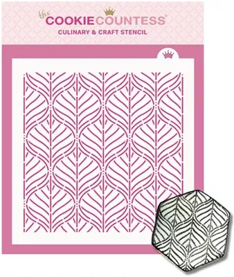 Cookie Countess Geometric Leaves Background Stencil