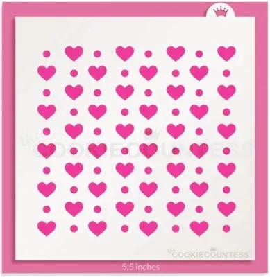 Cookie Countess Hearts and Dots Design Stencil