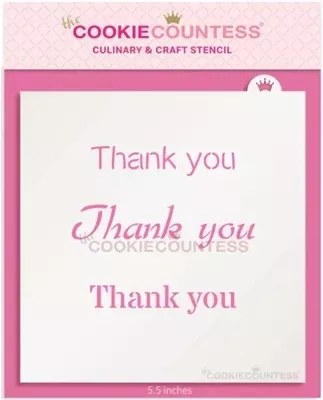 Cookie Countess Thank You Three Times Design Stencil