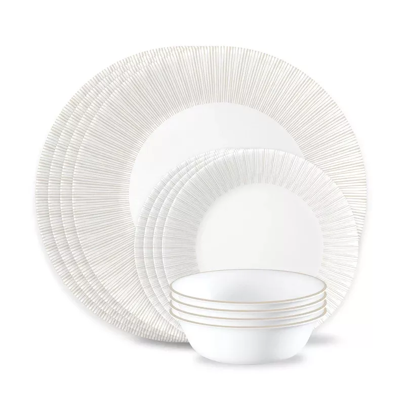 corelle-hushed-lines-12-piece-dinnerware-set-service-4 Corelle Hushed Lines 12-piece Dinnerware Set Service for 4