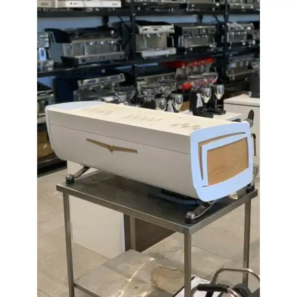custom-white-immaculate-3-group-black-eagle-commercial-coffee-machine Custom White Immaculate 3 Group Black Eagle Commercial Coffee Machine