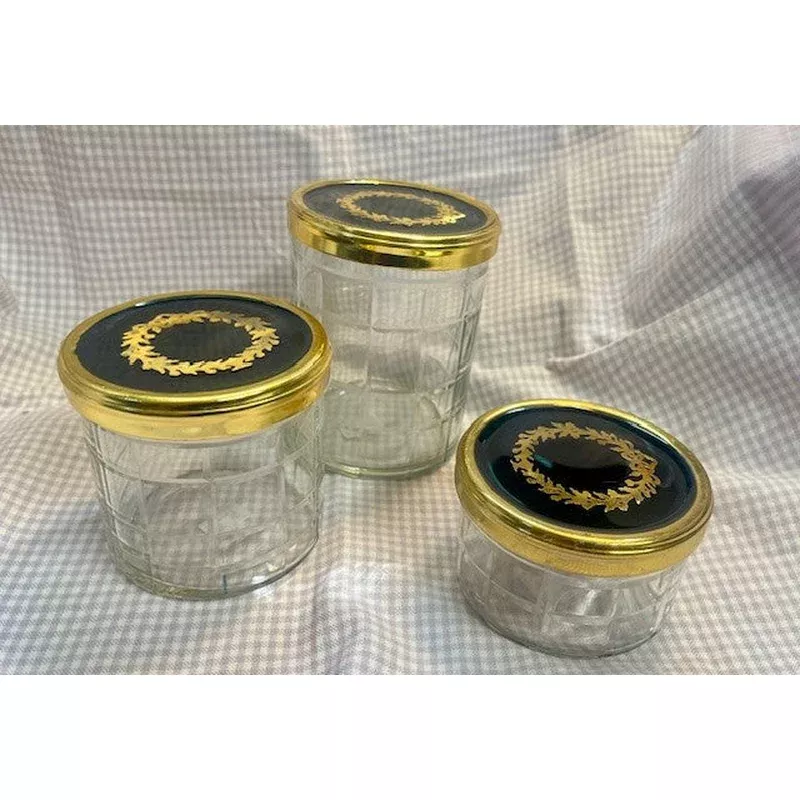 Cut Glass Jar with Gold Lid