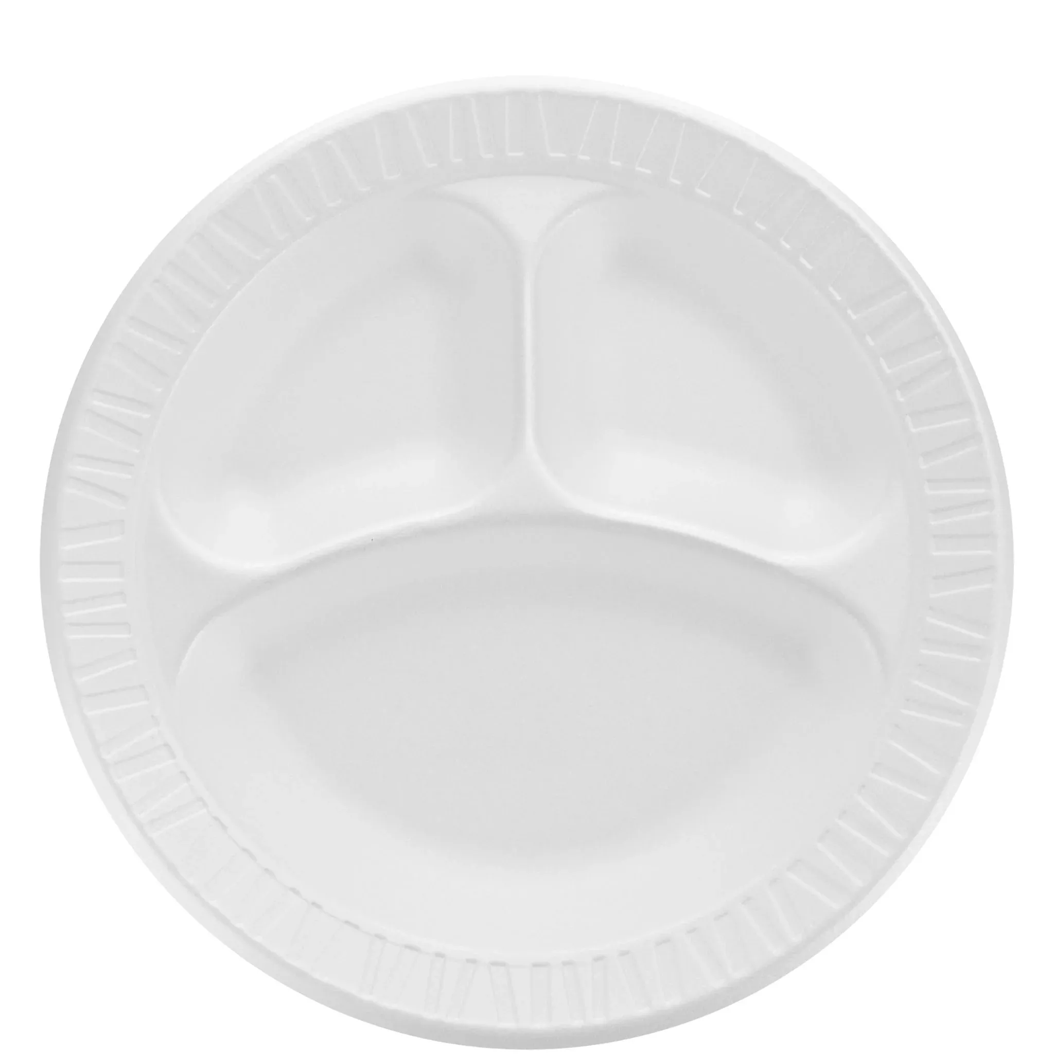 dart-10cpwc-3-compartment-round-foam-plate-case-500 Dart 10CPWC - 3 Compartment Round Foam Plate - Case of 500
