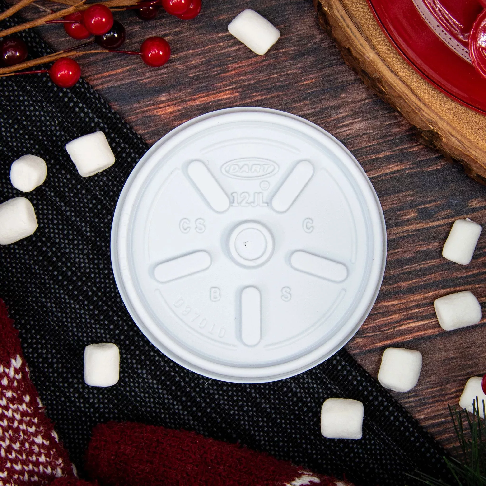Dart 12JL - 6-12oz HIPS Plastic Vented Lid, White - Case of 1000