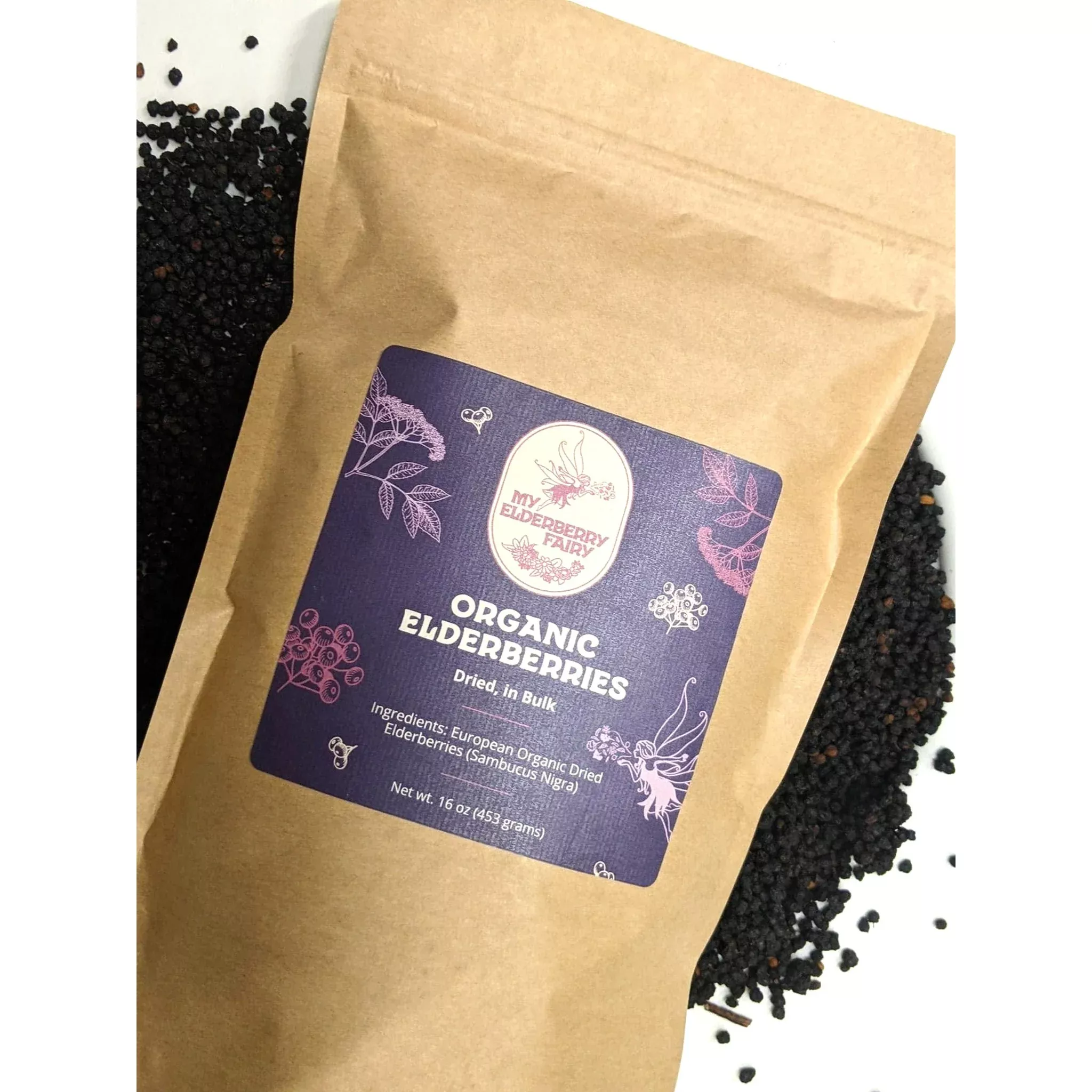 Dried Organic Elderberries - 16oz. Bulk Bag