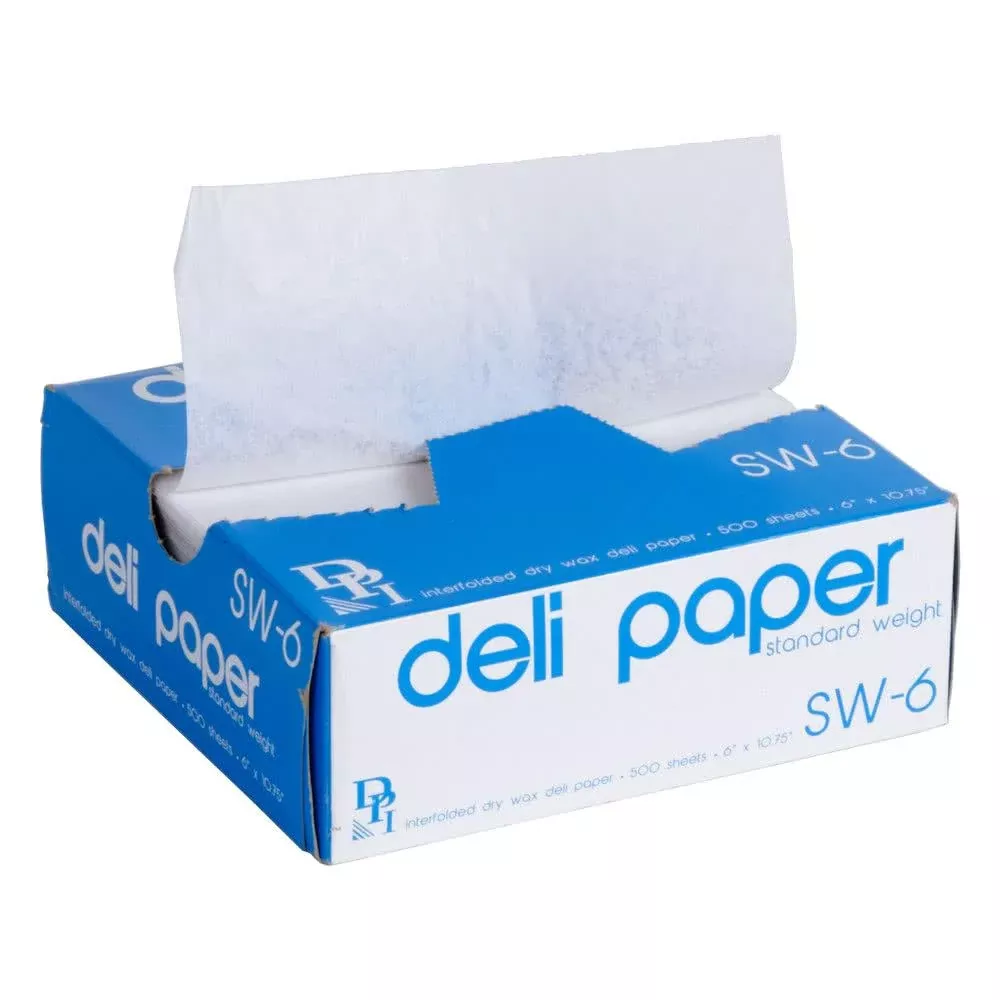 durable-packaging-6-x-10-3-4-interfolded-deli-wrap-wax-paper-case-6000 Durable Packaging - 6" x 10 3/4" Interfolded Deli Wrap Wax Paper - Case of 6000