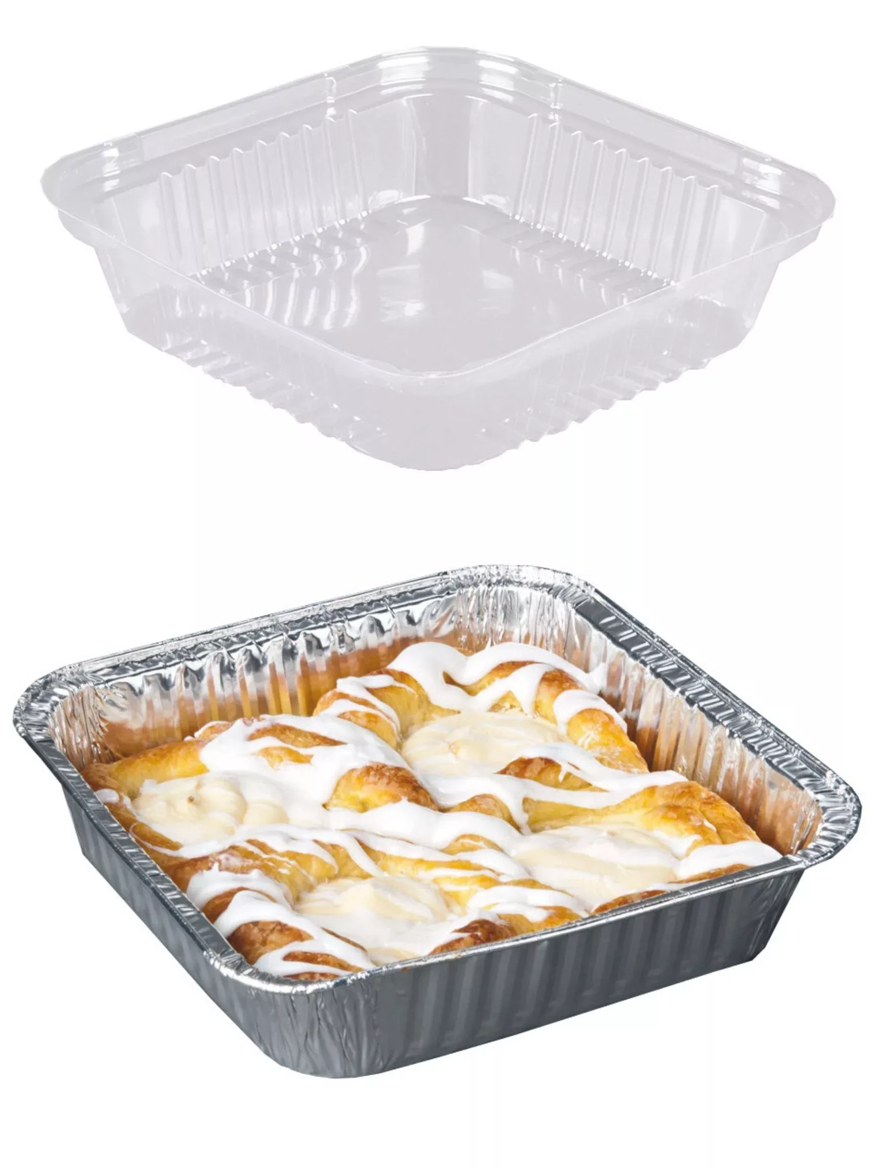 durable-packaging-8-square-foil-cake-pan-w-dome-lid-case-100 Durable Packaging - 8" Square Foil Cake Pan w/ Dome Lid - Case of 100