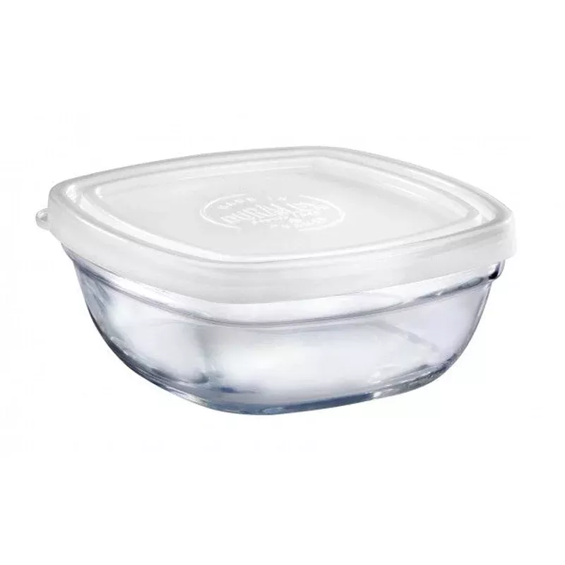 Duralex – Lys Square Stackable Bowl with White Lid 11 cm (4 1/8 in)