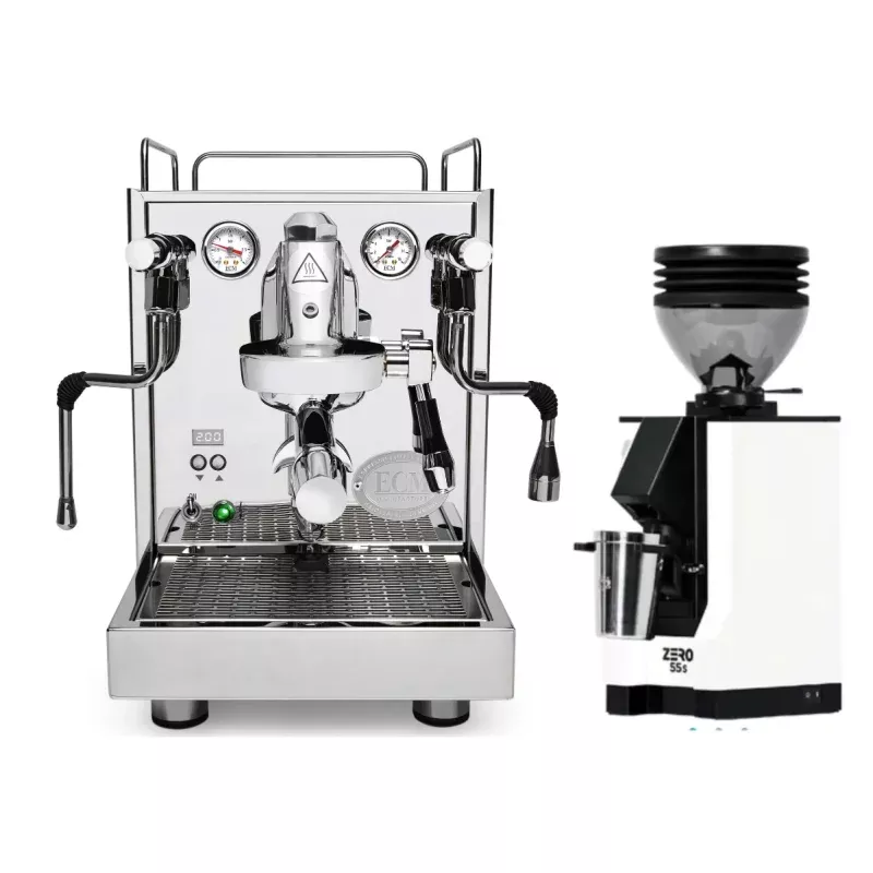 ecm-mechanika-max-stainless-eureka-zero-55s-white-espresso-machine-grinder-bundl ECM Mechanika Max (Stainless) & Eureka Zero 55S (White) Espresso Machine + Grinder Bundle