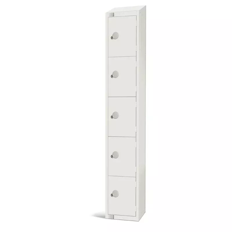 elite-five-door-camlock-locker-with-sloping-top-white-gr306-cs Elite Five Door Camlock Locker with Sloping Top White – GR306-CS