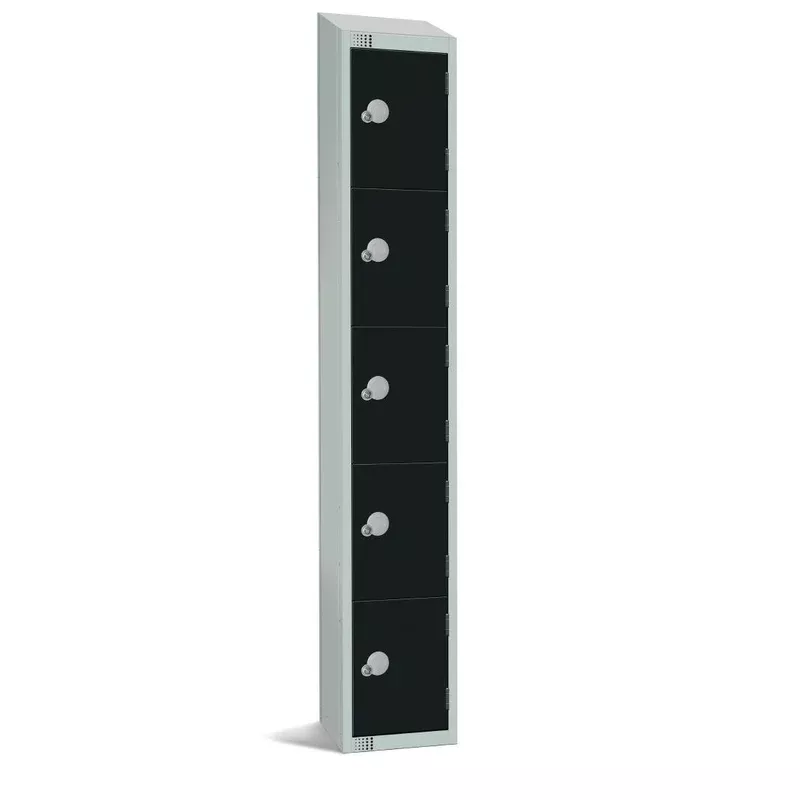 elite-five-door-coin-return-locker-with-sloping-top-black-gr674-cns Elite Five Door Coin Return Locker with Sloping Top Black – GR674-CNS