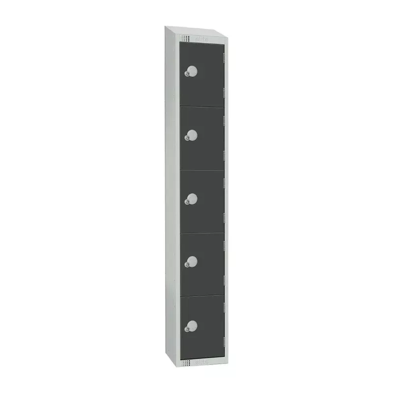 elite-five-door-coin-return-locker-with-sloping-top-graphite-grey-gr681-cns Elite Five Door Coin Return Locker with Sloping Top Graphite Grey – GR681-CNS