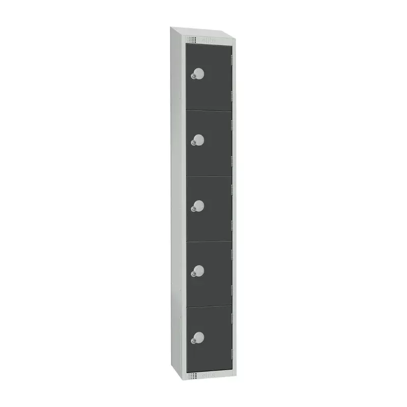 Elite Five Door Electronic Combination Locker with Sloping Top Graphite Grey – GR695-ELS