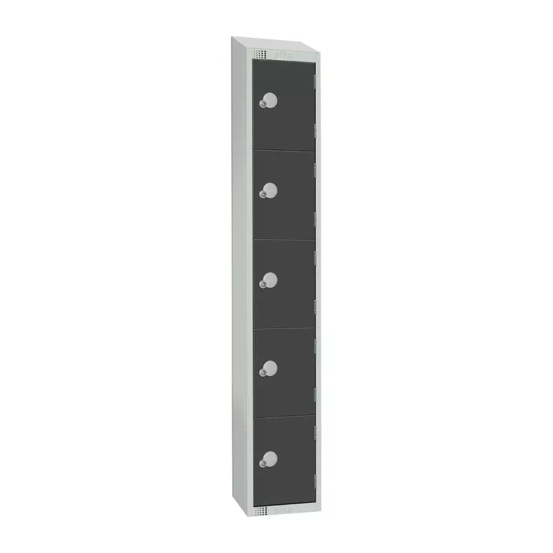 elite-five-door-padlock-locker-graphite-grey-with-sloping-top-gr681-ps Elite Five Door Padlock Locker Graphite Grey with Sloping Top – GR681-PS