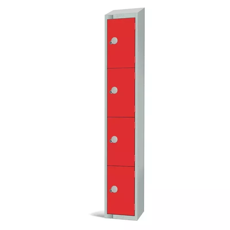 elite-four-door-electronic-combination-locker-with-sloping-top-red-w952-els Elite Four Door Electronic Combination Locker with Sloping Top Red – W952-ELS