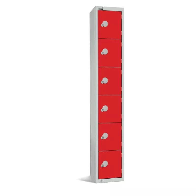 Elite Six Door Camlock Locker Red – W953-C