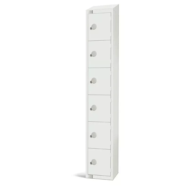 elite-six-door-camlock-locker-with-sloping-top-white-gr307-cs Elite Six Door Camlock Locker with Sloping Top White – GR307-CS