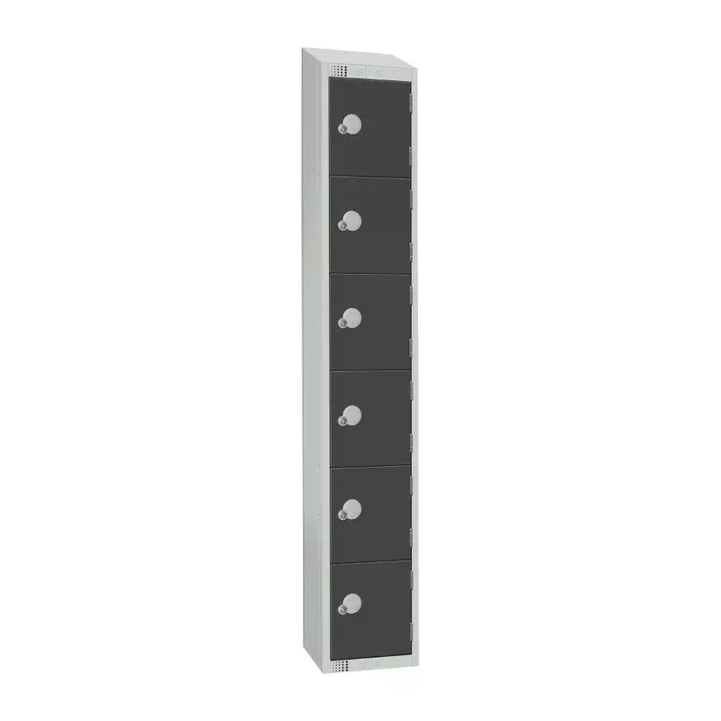 Elite Six Door Coin Return Locker with Sloping Top Graphite Grey – GR696-CNS