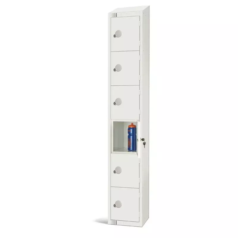 elite-six-door-padlock-locker-with-sloping-top-white-gr307-ps Elite Six Door Padlock Locker with Sloping Top White – GR307-PS
