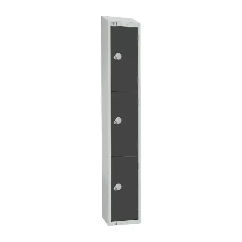 elite-three-door-camlock-locker-graphite-grey-with-sloping-top-gr679-cs Elite Three Door Camlock Locker Graphite Grey with Sloping Top – GR679-CS
