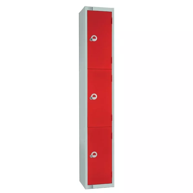 elite-three-door-camlock-locker-with-sloping-top-red-w981-cs Elite Three Door Camlock Locker with Sloping Top Red – W981-CS