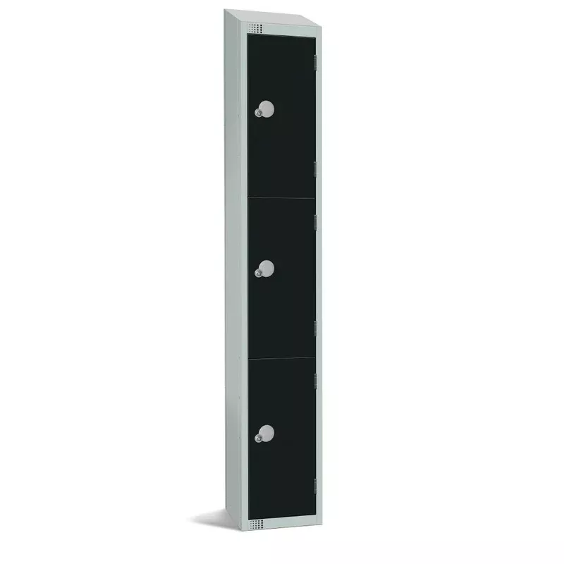 elite-three-door-electronic-combination-locker-with-sloping-top-black-gr672-els Elite Three Door Electronic Combination Locker with sloping top Black – GR672-ELS