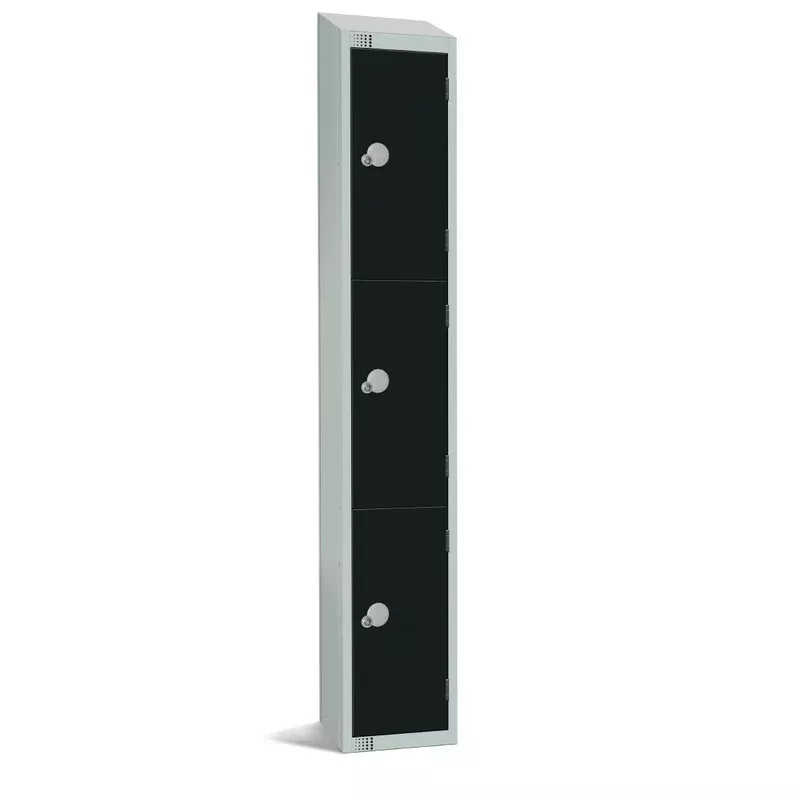 elite-three-door-padlock-locker-black-with-sloping-top-gr686-ps Elite Three Door Padlock Locker Black with Sloping Top – GR686-PS