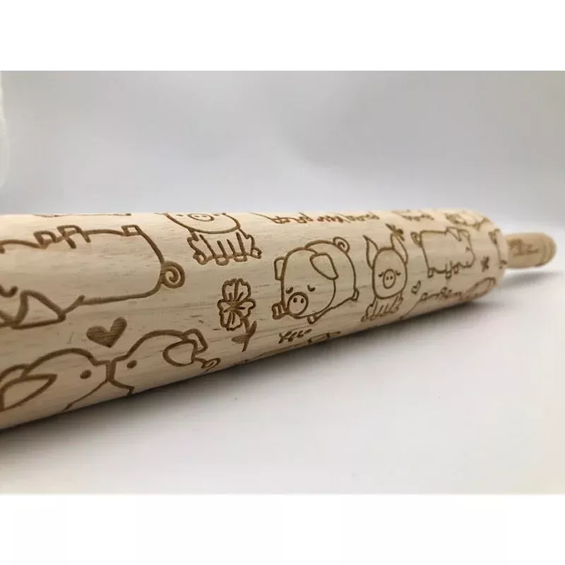 Embossed Piglet Rolling PinBaking & Pottery