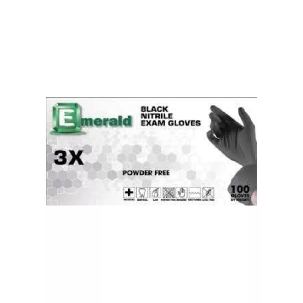 Emerald 6750 - General Purpose Black Nitrile Gloves Small, 100 Pack - Case of 10