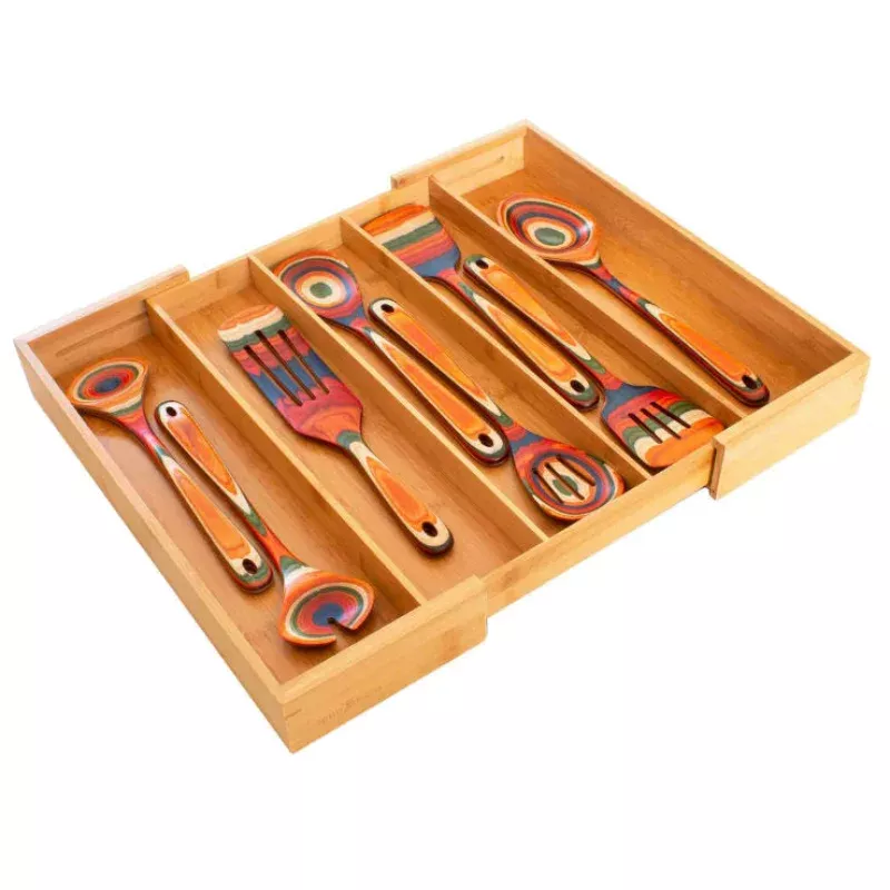 expandable-bamboo-utensil-drawer-organizer Expandable Bamboo Utensil Drawer Organizer