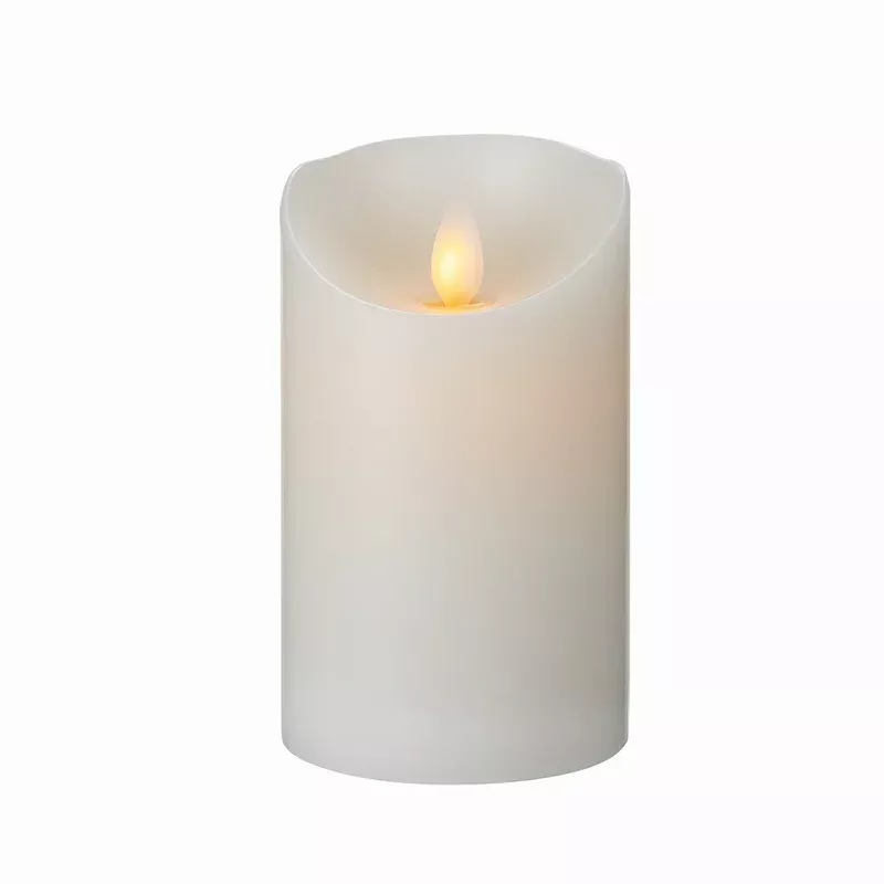 Fire Tek White Plastic Flameless Pillar Candle – Real Wax Programmable – 3″ x 3″ x 5″ – 1 count box