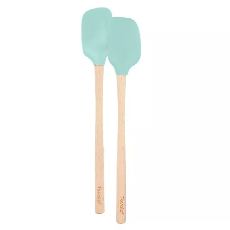 flex-core-wood-handled-mini-spatula-spoonula-light-aqua FLEX-CORE WOOD HANDLED MINI SPATULA & SPOONULA LIGHT AQUA