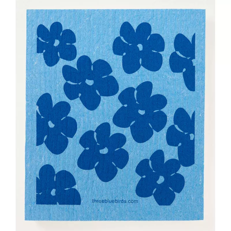 FLOWER POWER BLUE SWEDISH DISHCLOTH