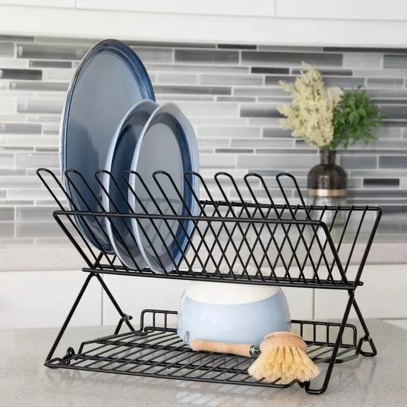 FOLDING DISH RACK LARGE BLK