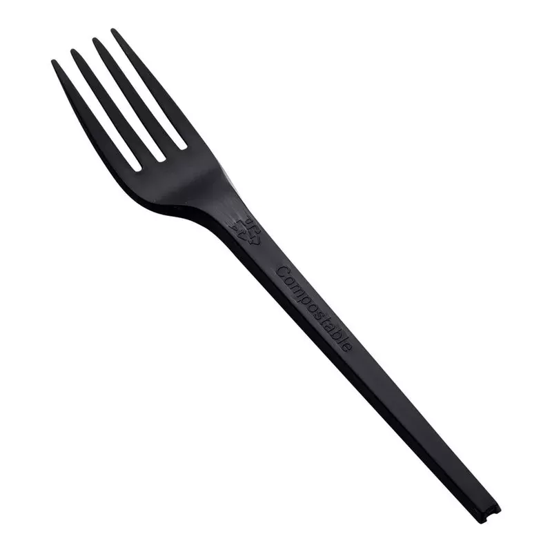 Forks Plastic Black 6.5 Inch Compostable PLA1 – 50 COUNT