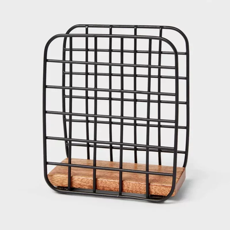freestanding-tabletop-wire-napkin-holder-black Freestanding Tabletop Wire Napkin Holder – Black