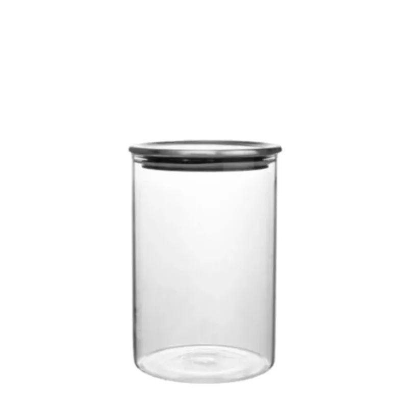 Glass Canister Straight Side Silver Lid32oz.