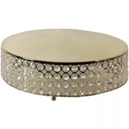 Gold Cake Stand with Crystals 13.75 inch