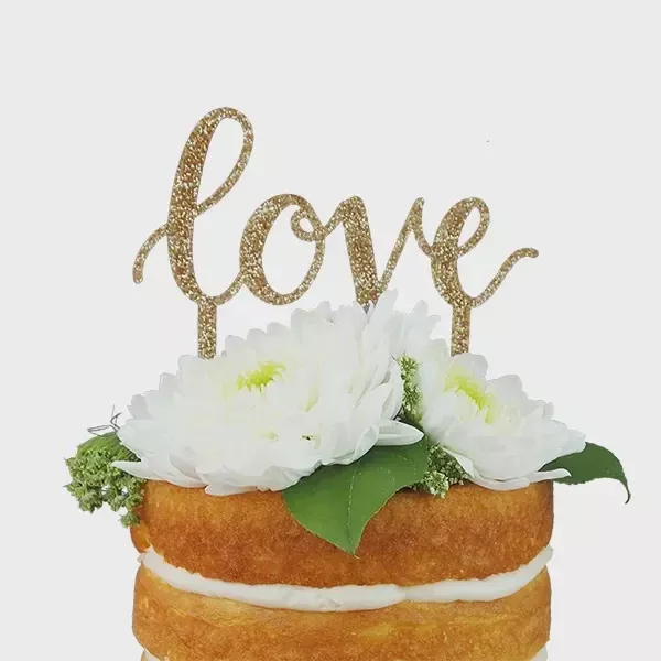 gold-glitter-acrylic-love-cake-topper Gold Glitter Acrylic Love Cake Topper