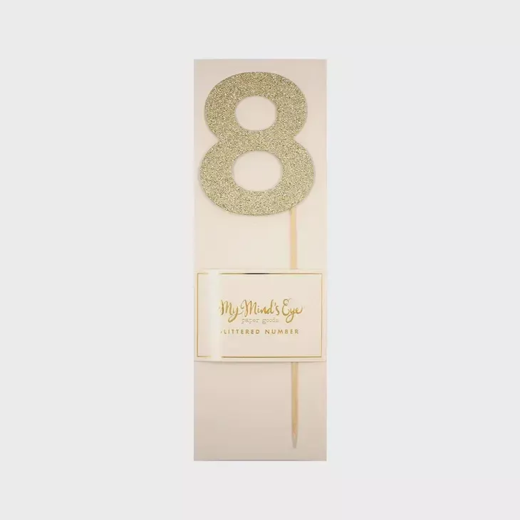 Gold Glitter Cake Topper Number 8